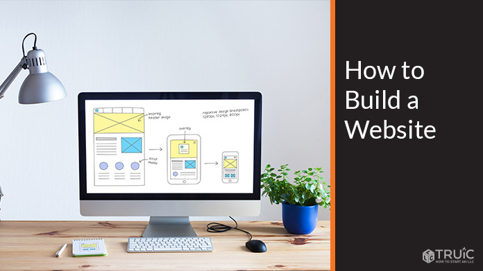 Website wireframes on a computer screen