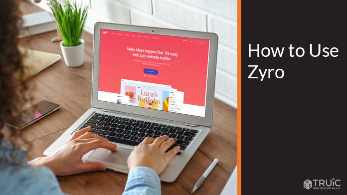 Zyro home page on a laptop.