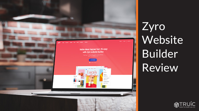 A laptop with Zyro website builder on the screen.