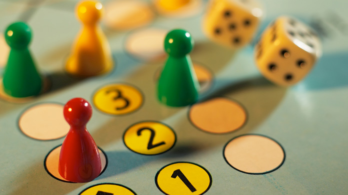 A close up of a vintage-looking board game