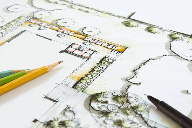 a blueprint of a landscape layout