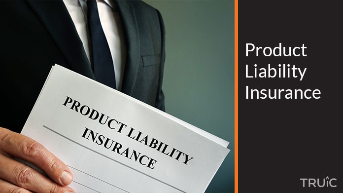 Business man holding Product Liability Insurance paperwork.