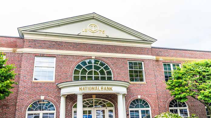 A close-up shot of a generic national bank