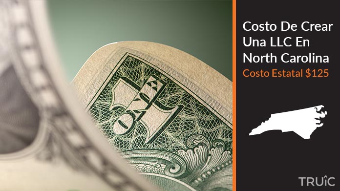 Imagen de un dolar (USD) y el estado de North Carolina. Costo de crear una LLC en North Carolina
