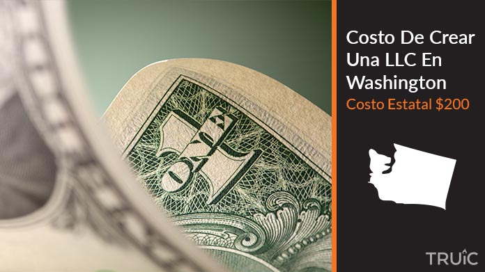 Imagen de un dolar (USD) y el estado de Washington. Costo de crear una LLC en Washington