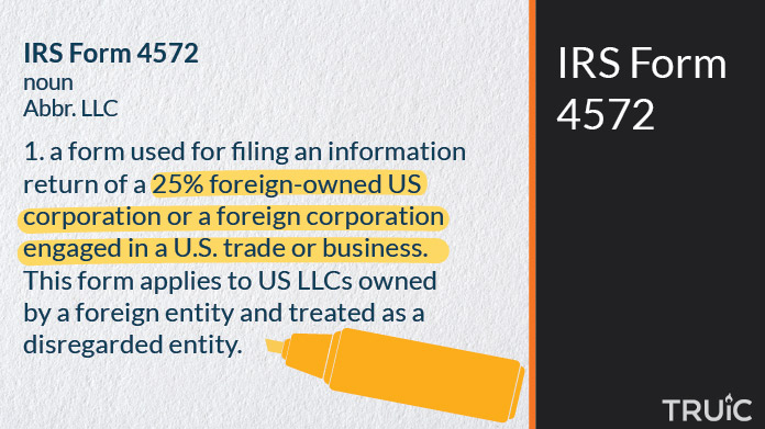 Business card definition of IRS Form 5472