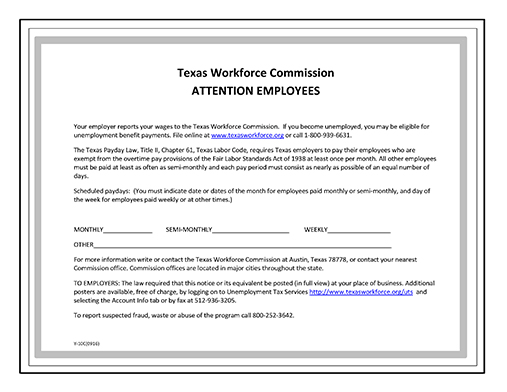unemployment insurance poster for texas