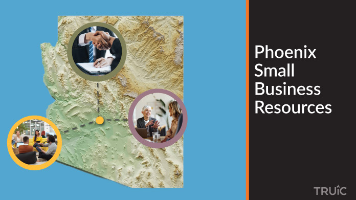 A map of Arizona with Phoenix small business resources highlighted.