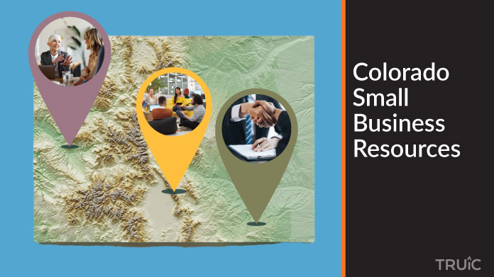 A map of Colorado with Colorado small business resources highlighted.