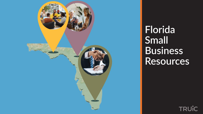 A map of Florida with Florida small business resources highlighted.