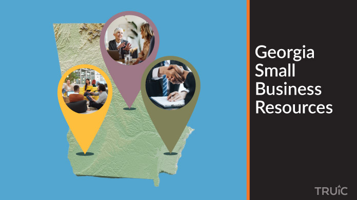 A map of Georgia with Georgia small business resources highlighted.