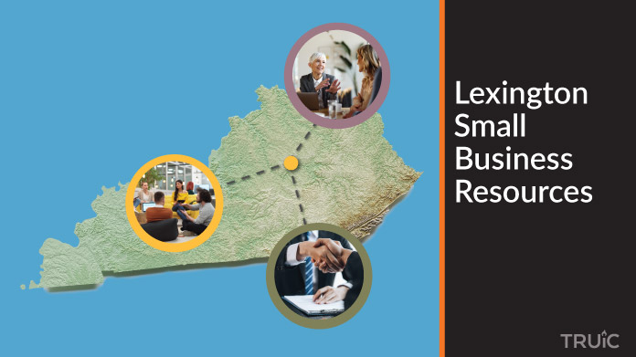 A map of Kentucky with Lexington small business resources highlighted.