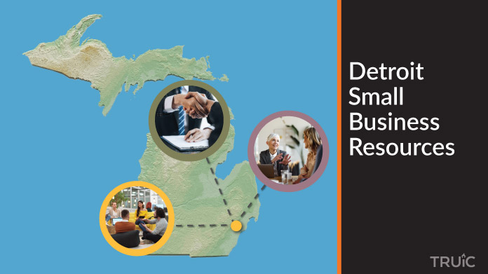 A map of Michigan with Detroit small business resources highlighted.
