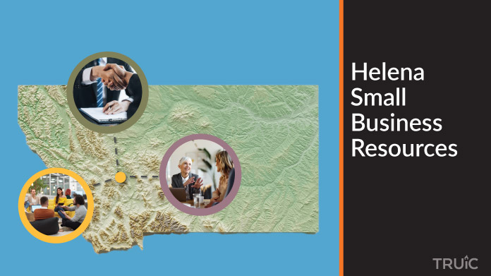 A map of Montana with Helena small business resources highlighted.