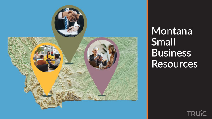 A map of Montana with Montana small business resources highlighted.