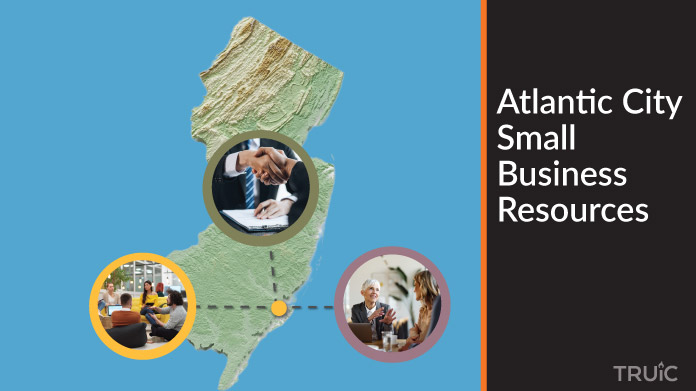 A map of New Jersey with Atlantic City small business resources highlighted.