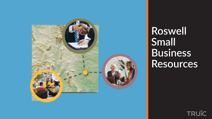 A map of New Mexico with Roswell small business resources highlighted.