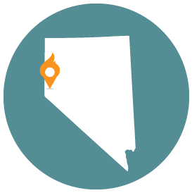 Small map with pin depicting Reno, NV