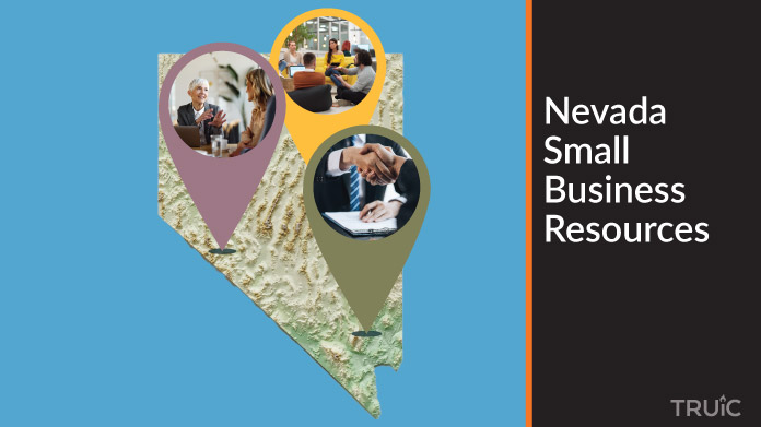 A map of Nevada with Nevada small business resources highlighted.