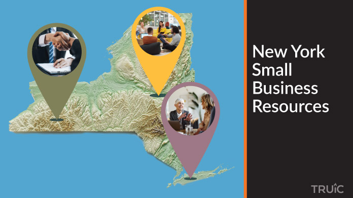 A map of New York with New York small business resources highlighted.
