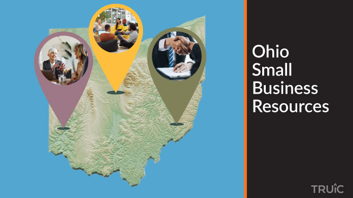 A map of Ohio with Ohio small business resources highlighted.
