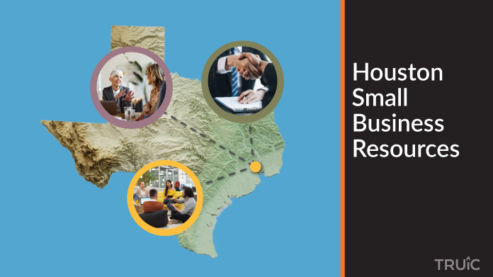 A map of Texas with Houston small business resources highlighted.
