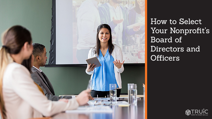 A woman presenting to a board of directors