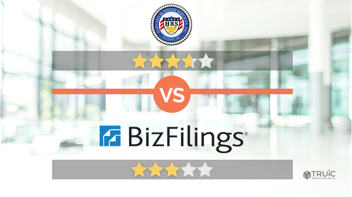 Harvard Business Services with 3.75 stars versus BizFilings with 3 stars.