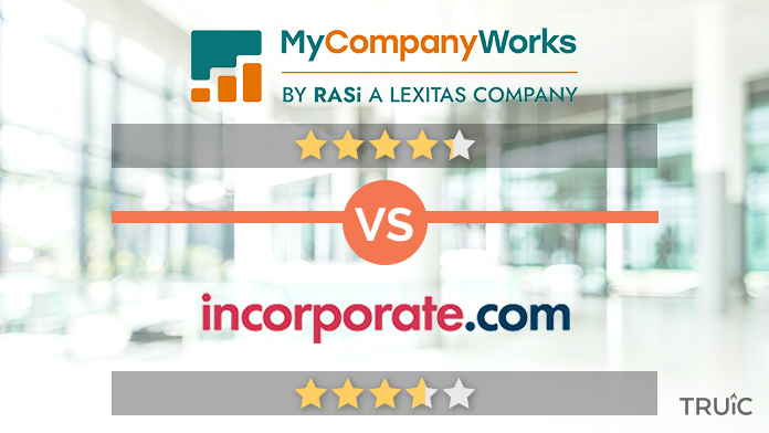 MyCompanyWorks with 4.25 stars versus Incorporate.com with 3.75 stars.