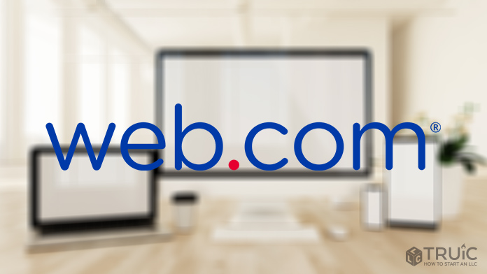 Web.com logo over blurred background.